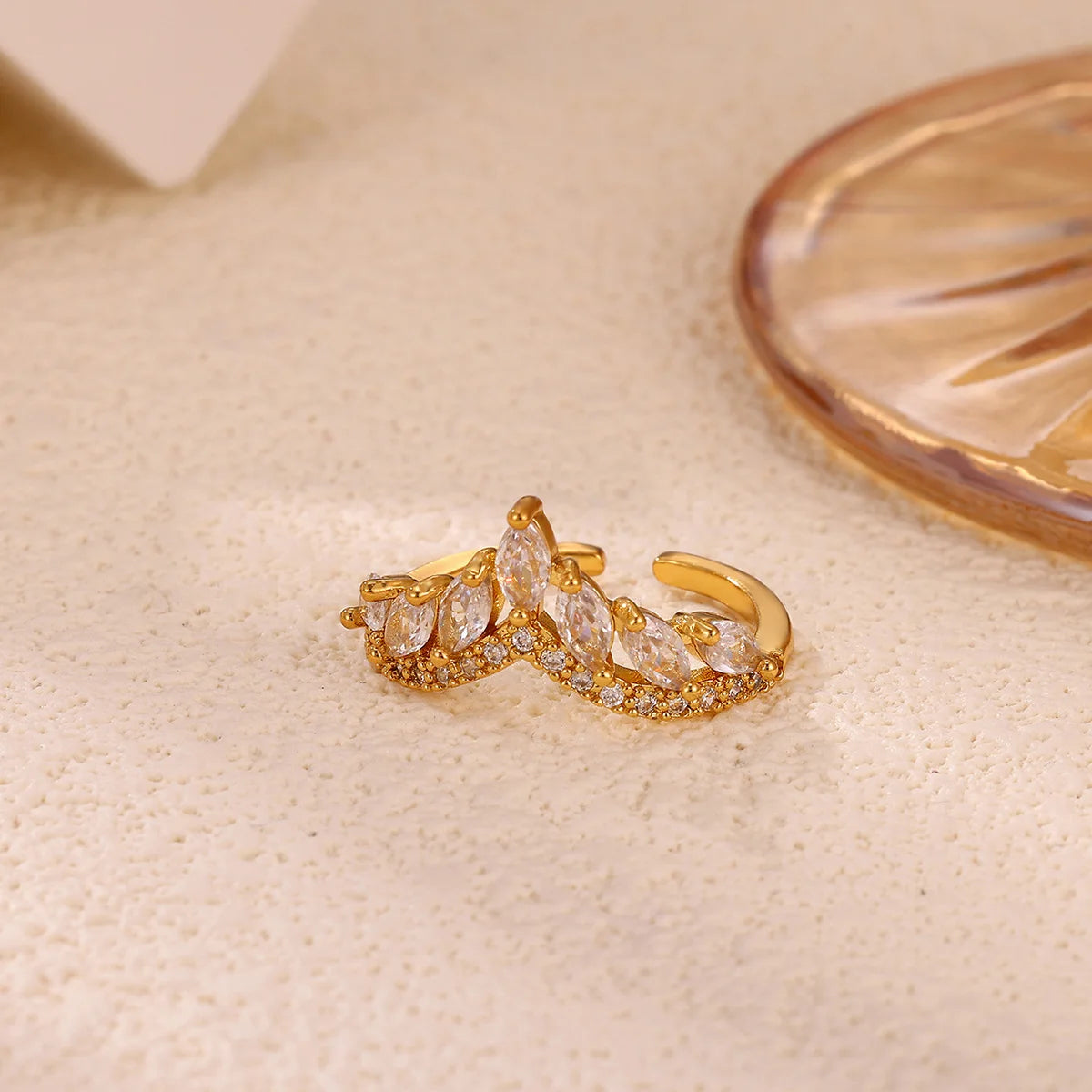 Shiny Rhinestone Ring For Women Party Gold Color Fashion Double Layer Zircon Anillos Geometric Jewelry Accessories 2026 New Gift