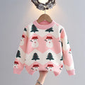 Girls' Sweater Thickened Autumn/Winter New Fashionable Versatile Children's Knitted Sweater Girls' Top Sweet and Cute