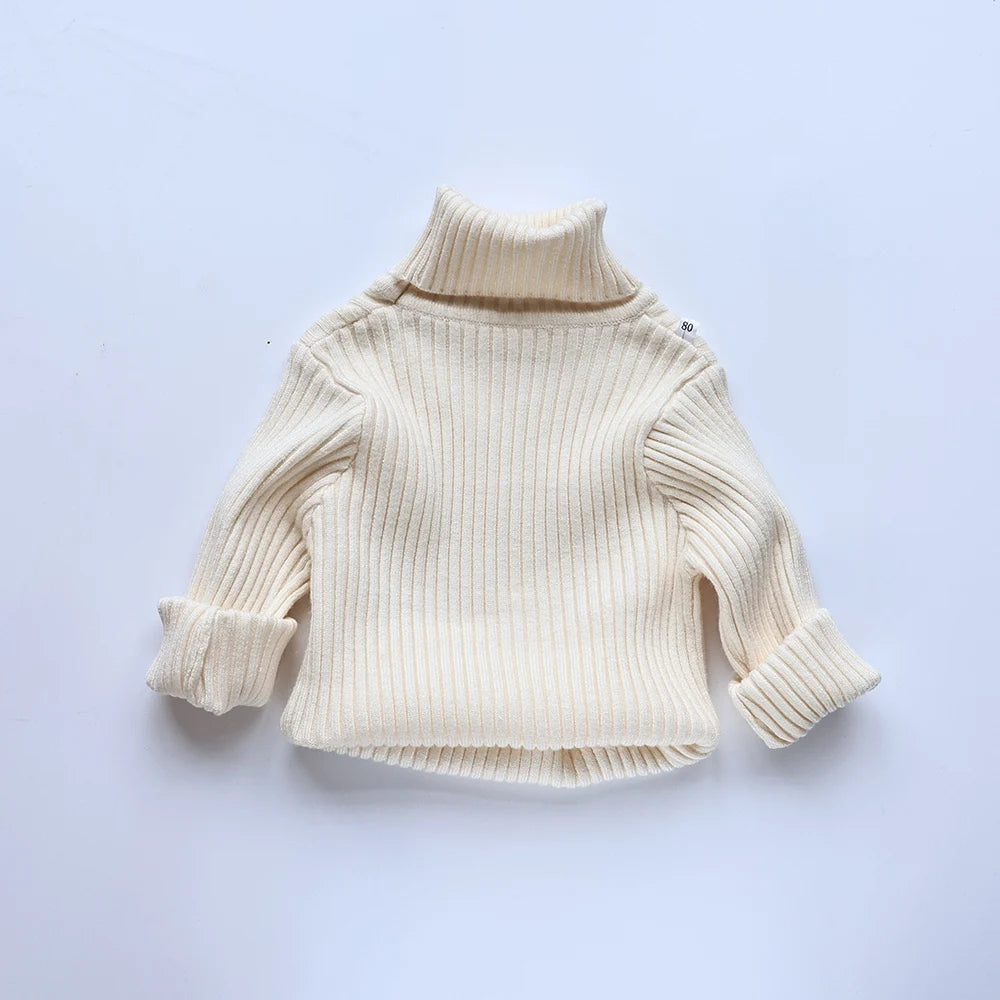 Kids Sweaters Solid Girls Sweater Brief Boys Pullover Turtleneck Knitwear