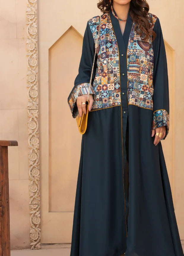 Middle Eastern Muslim Fashion Women's Printed Long-Sleeved Loose Elegant Arabic Cardigan Robe Abaya