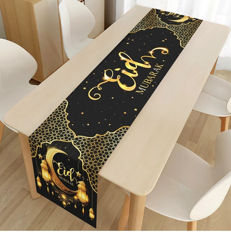 Ramadan Table Runner Eid Mubarak Decoration 2026 for Home Ramadan Kareem Ramadan Mubarak Islamic Muslim Party Eid Al-Fitr Gifts