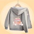 Girls Bubble Tea Cartoon Sweater Autumn Long Sleeved Coats with Zipper Pink Cute Hoodies 5-14T