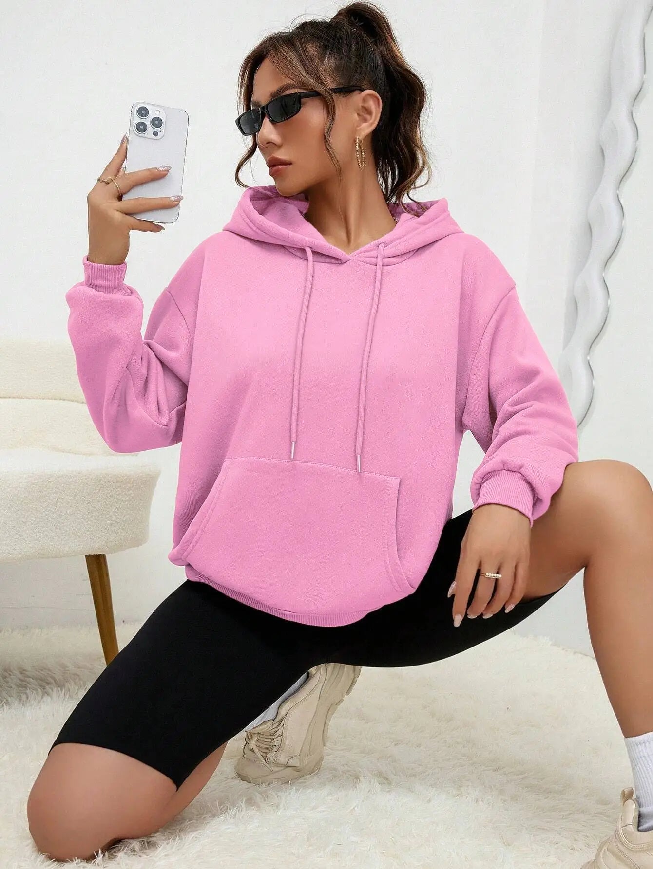 Women’s Solid Color Fleece Hoodie