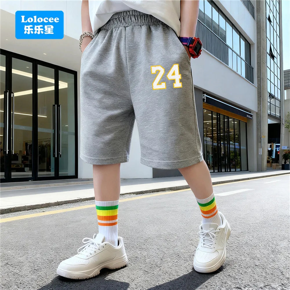 3-14 Years Summer Children Boys Cotton Shorts Number 23 Printed Short Trousers Teens Basketball Sports Short Sweatpants SZ23