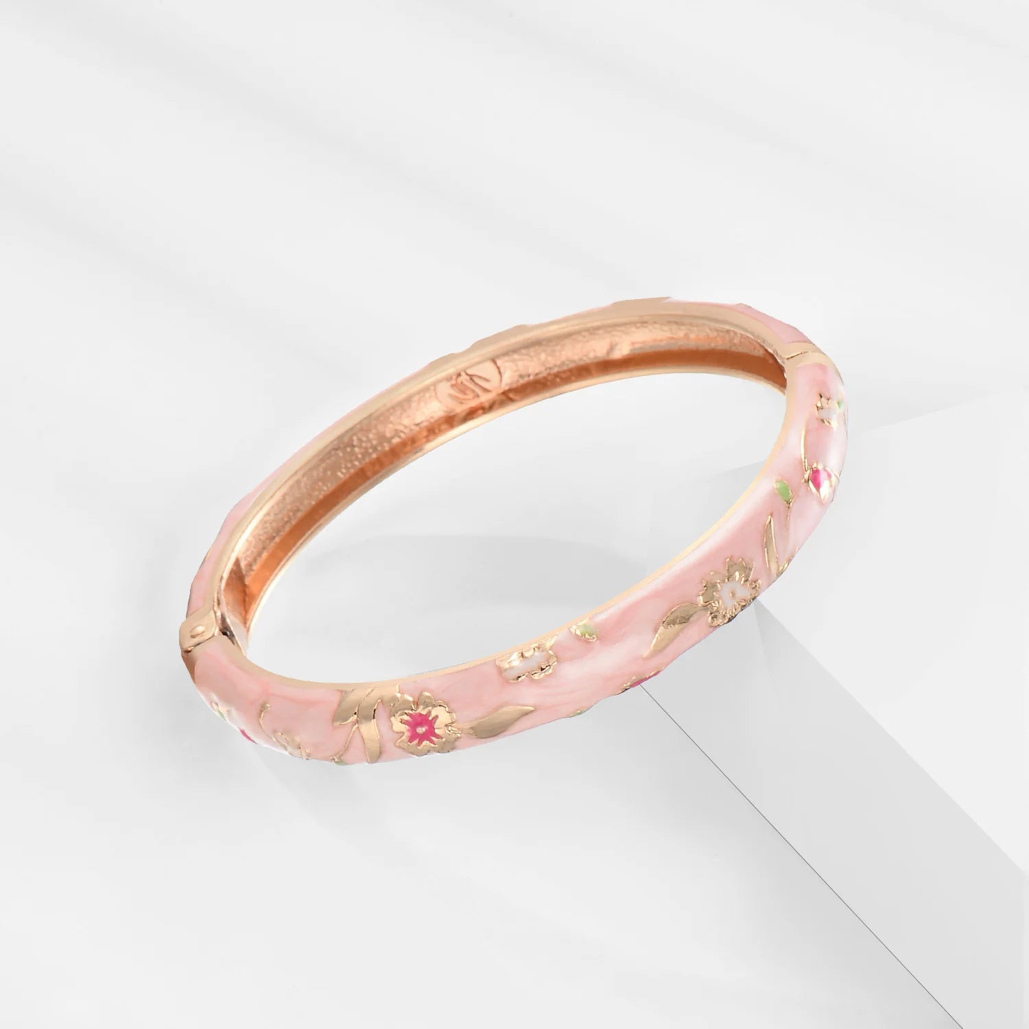 Hollow Bracelets For Women Enamel Bangles Cloisonne Women's Bracelet Pink Bangle On Hand Alloy Jewelry India African Hawaiian