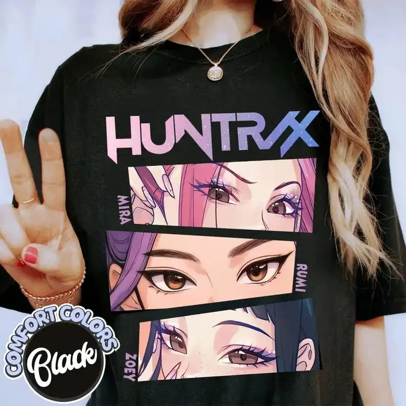 Kpop Demon Hunters T Shirt Comfort Colors Tee Huntrix Girl Shirt Gift for Kpop Fan Mira Rumi Joey Idol Group Huntrix Merch Tops