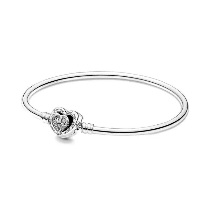 Pulseras Moments Originales Chapadas en Plata 925 – Oro Rosa, Amor Dorado, Cierre de Corazón