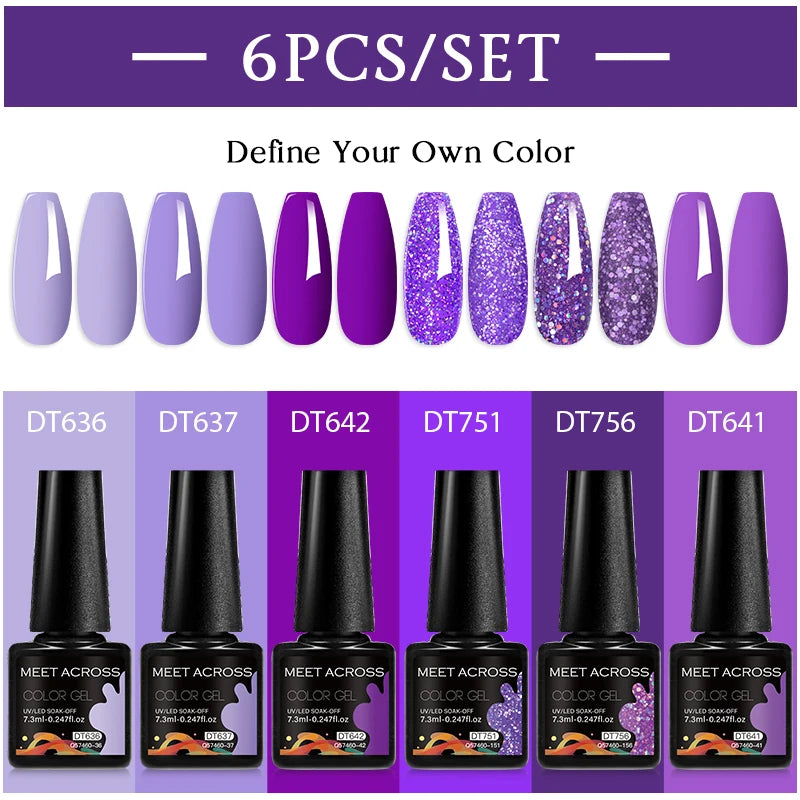 6pc Nail Gel Polish Set DIY Nail Art Semi Permanent UV LED Gel Kit For Nails Decoration Manicure Soak Off Painting Vernis Design