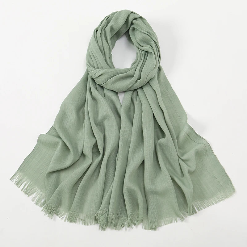 New Bamboo Cotton Hijab Scarf For Women Solid Wrap And Shawls Musulman Headband Islamic Turban Headband Maxi Headscarf Foulard