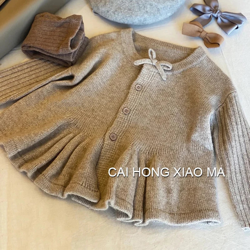 Girl Fashionable and Fashionable Autumn New Knitted Cardigan Single breasted Sweater Girl's Autumn Winter Outwear Trendy Style