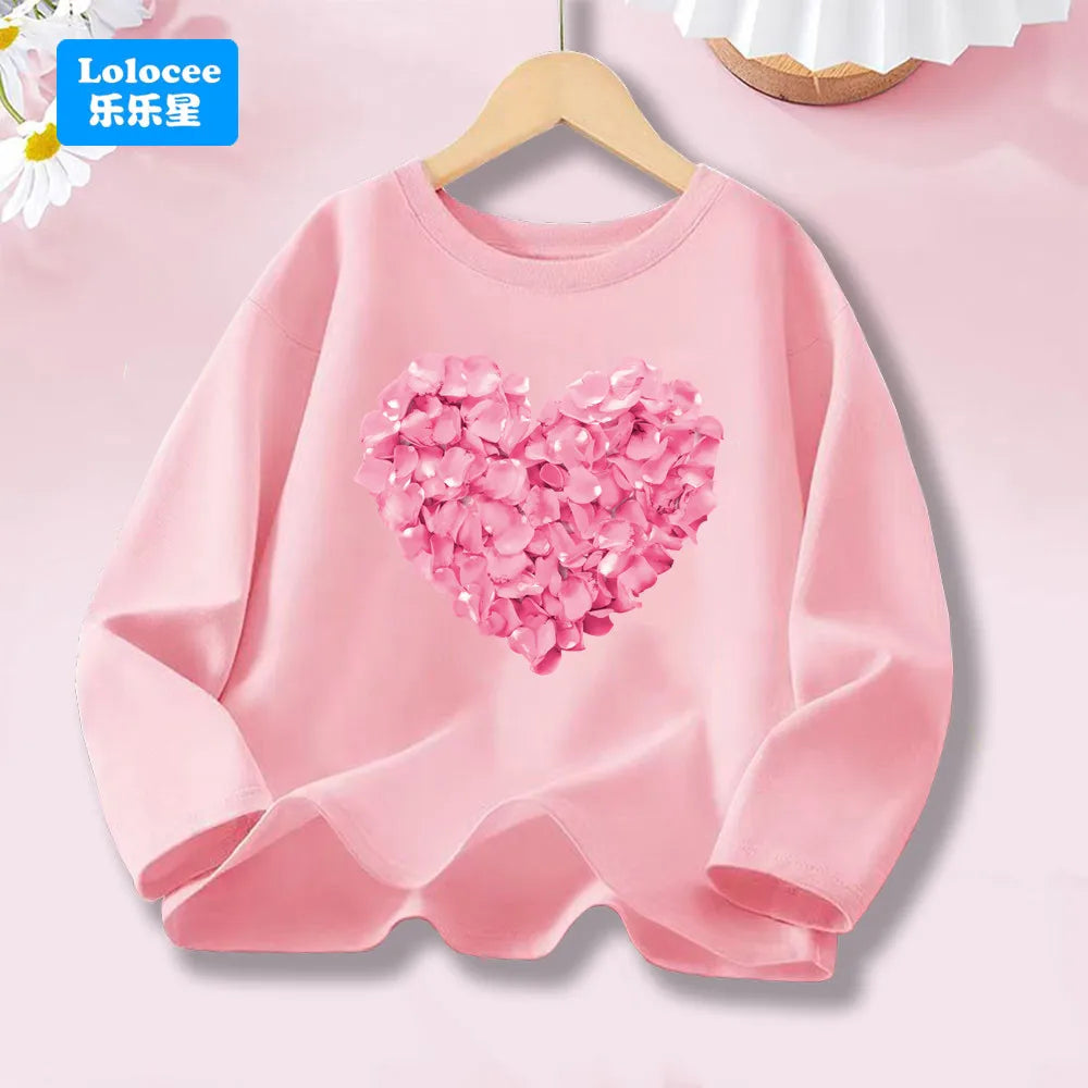 Girls Spring Autumn 8 colors Long Sleeve T-shirt Kids Floral Unicorn Graphic Tops Tee For Kids 3-14years DJSHH1