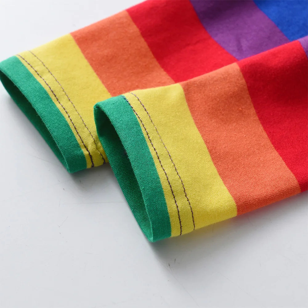 Girls Purple Long Sleeve Tops Kids Rainbow Striped Sleeves Cotton Casual Soft Cozy T Shirt Girls Flower Sequined Colorful Tees