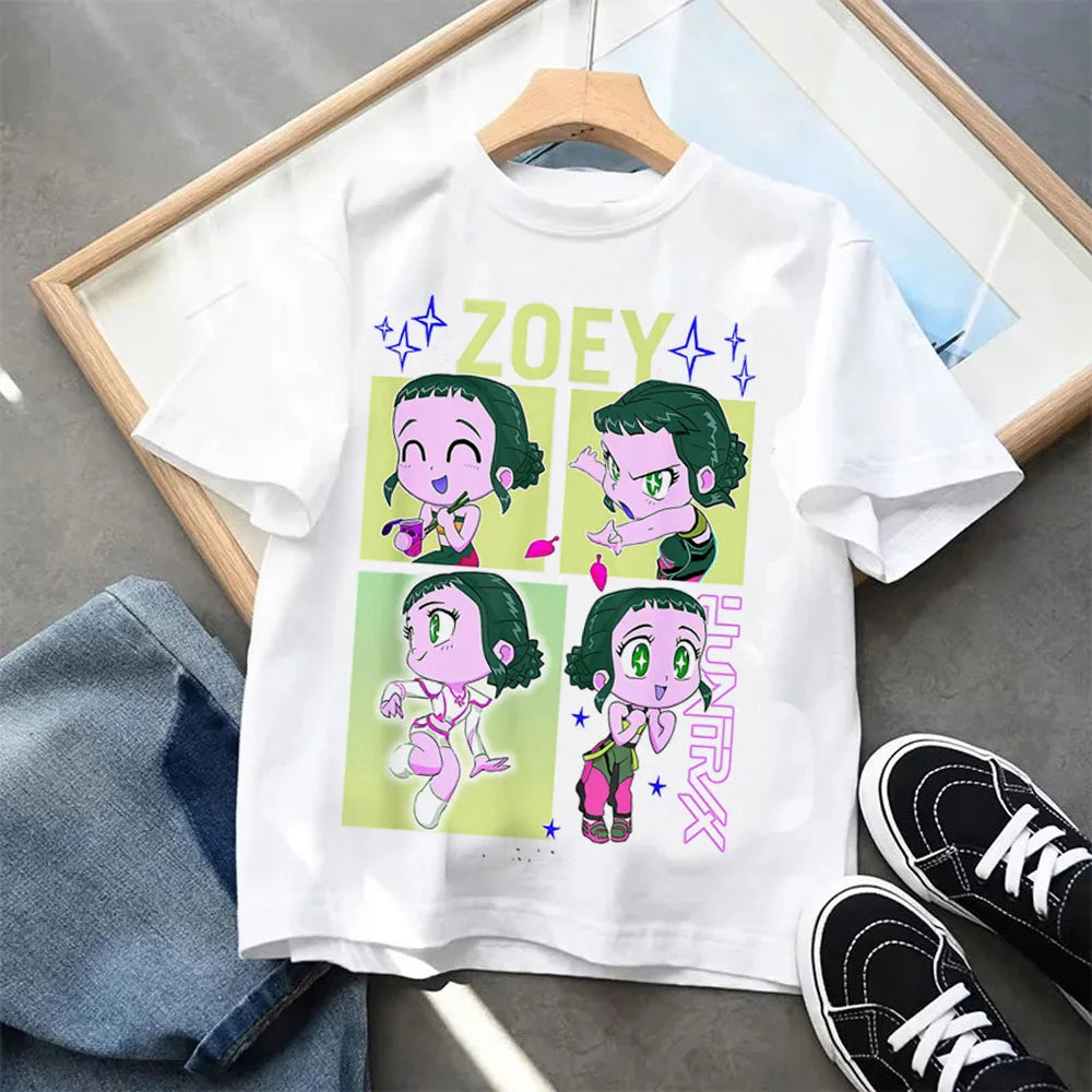 Summer Kpop Demon Hunters Children's Clothing Short Sleeve T-shirt Kpop Demon Hunters Tiger Harajuku Tshirt for Boys Girls Gift
