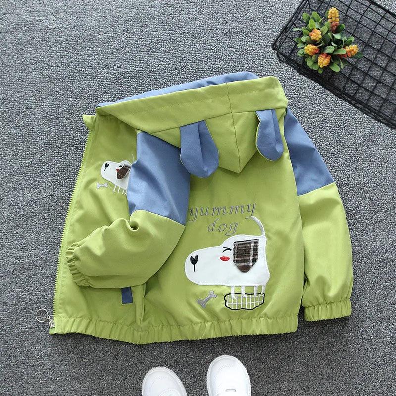 New Rabbit Girls Jacket Spring Autumn Hooded Zipper Baby Windbreaker Coat Birthday Gifts Children's Clothing 1 2 3 4 5 6 Years