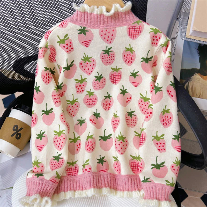 Girls' Sweater Autumn/Winter New Thickened Fashion Children's Knitted Sweater Girls' Top Sweet and Cute