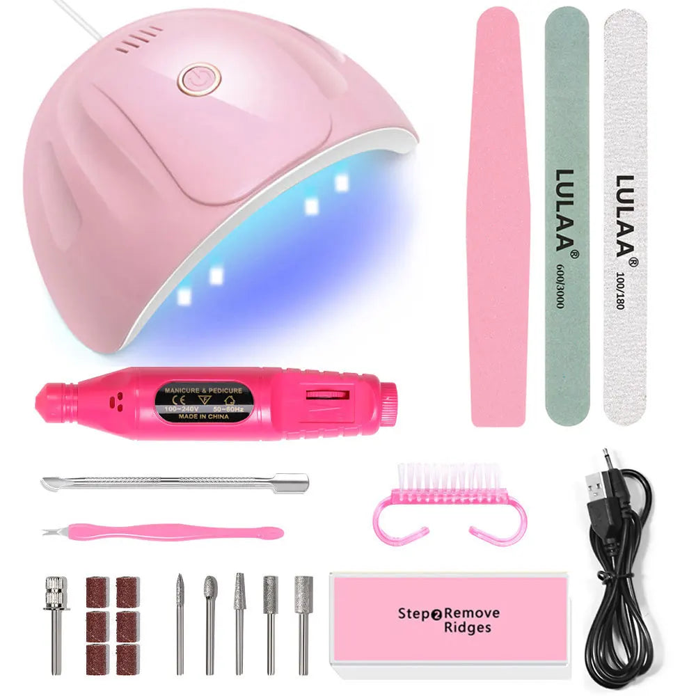 Manicure Set with Mini803 Nail Lamp Kit Nail Care Accessories Set Handheld Pen Sander Polishing Block Manicure Tools