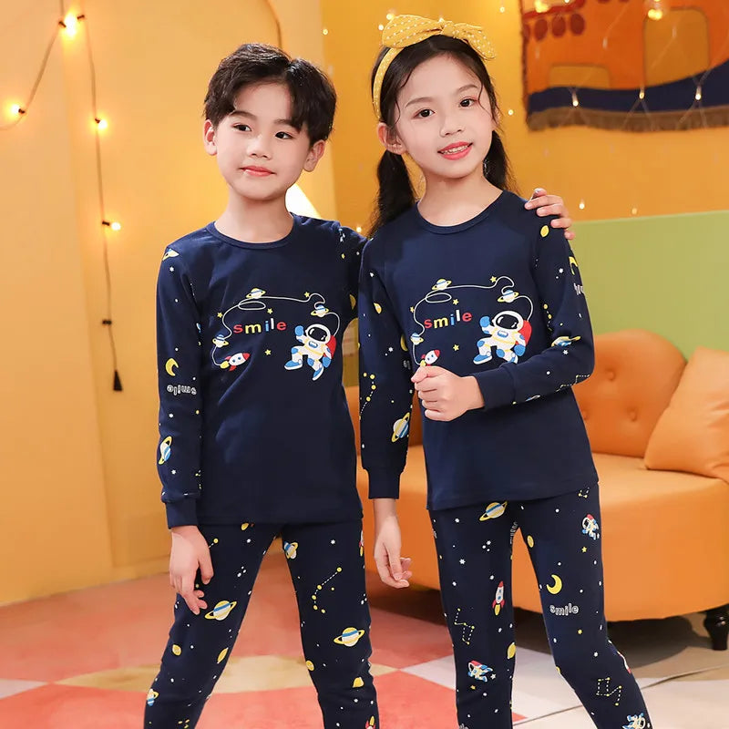 Boys Pajamas Sets 2 to 3 4 5 6 7 8 9 10 11 12 13 Years Cotton Soft Long Sleeve Toddler Boy Pijamas Set Blue Astronaut Pyjamas