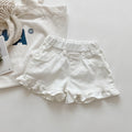2025 New Kid's Shorts Fashion Girls Summer Denim Ruffle blue Jeans 2-7Y Children's Casual Daily Wear Pants
