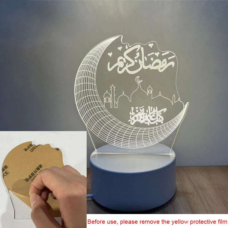 USB Operated LED Night Light Eid Mubarak Table Ornament Muslim Eid Al Adha Holiday Lighting Ramadan Decorations 2026 room decor