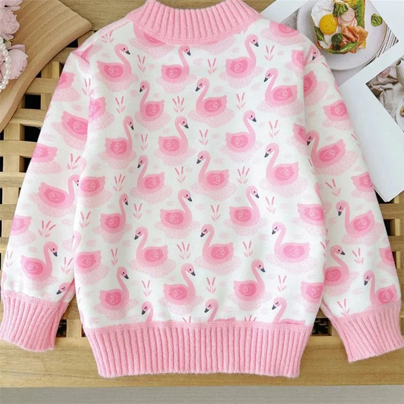 Girls' Sweater Thickened Autumn/Winter New Fashionable Versatile Children's Knitted Sweater Girls' Top Sweet and Cute