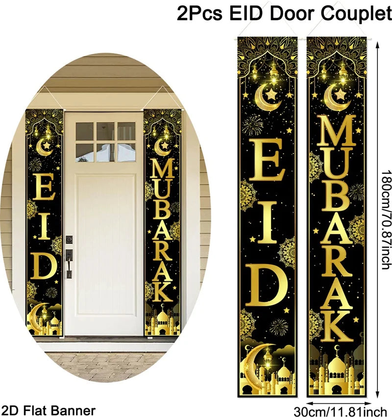 Eid Mubarak Door Banner Ramadan Decoration 2026 for Home Mubarak Ramadan Kareem Islamic Muslim Party Decor Eid Al Adha Gifts