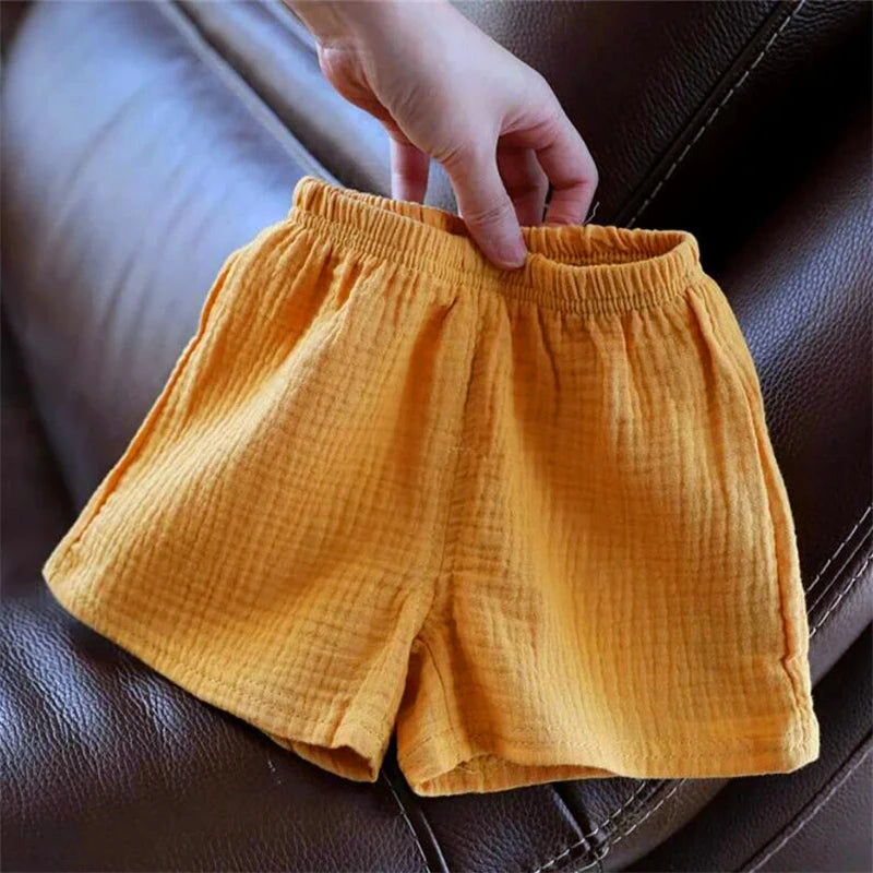 Baby Cotton Linen Shorts Summer New Children's Solid color Short Pant Boys Girls Thin Short Pants Girls Boy Clothing