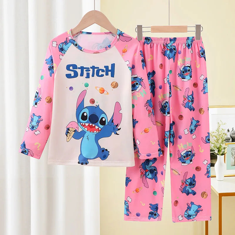Stitch Boys and Girls Pajamas Minnie Pijama Stitch Niña Autumn Winter Soft Kids Pjs Girls Pajamas Mickey Mouse Homewear