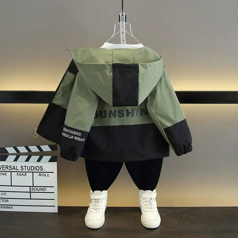 2-12 Years SunShine Girls Jacket Autumn Little Princess Windbreaker Coat Hooded Zipper Boys Outerwear Birthday Gift Kids Clothes