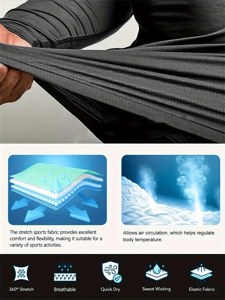 Men's Smiling Face Print Quick-drying Tight Long-sleeved T-shirt Fitness Training Stretch Top Spring and Autumn Turtleneck Tees