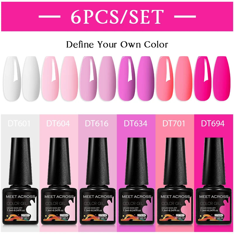 6pc Nail Gel Polish Set DIY Nail Art Semi Permanent UV LED Gel Kit For Nails Decoration Manicure Soak Off Painting Vernis Design