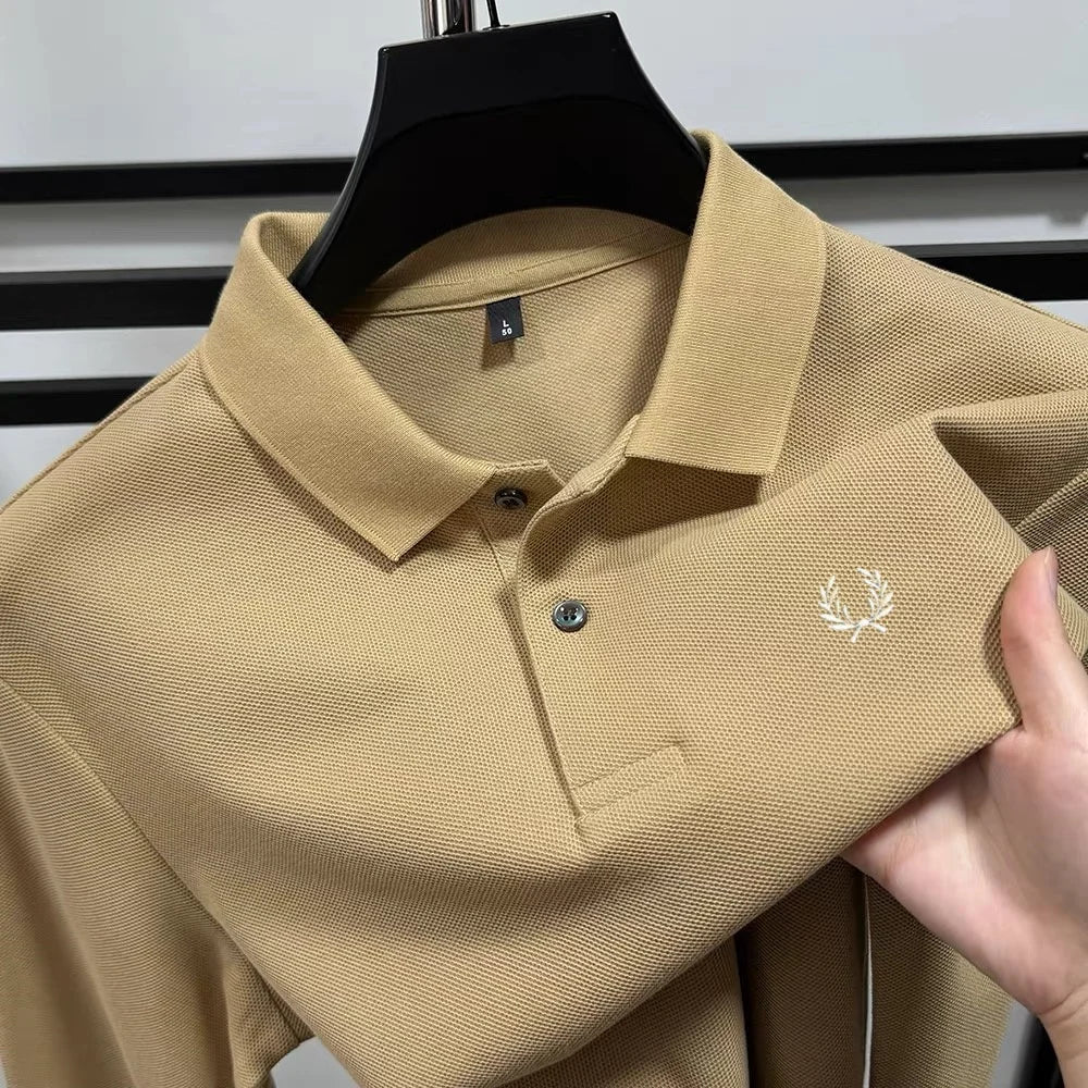 100% pure cotton high-end brand men's long sleeved polo shirt autumn fashion new luxurious original embroidery top golf T-shirt
