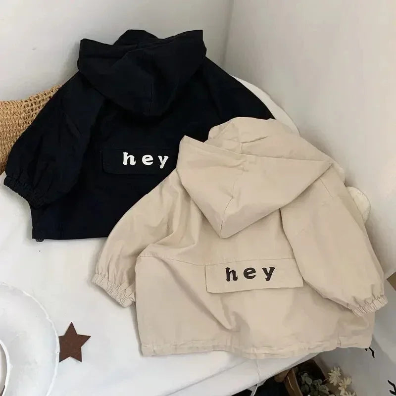 Kids Letter Hooded Windbreaker