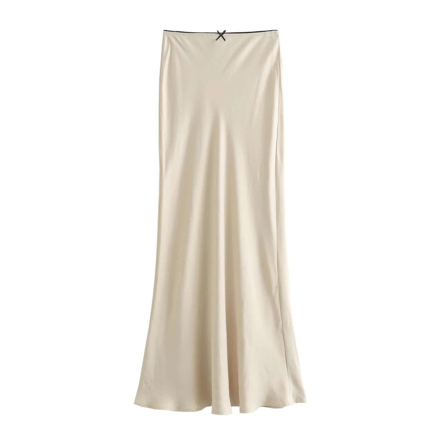 Chic Satin Bow Detail Maxi Women Skirt