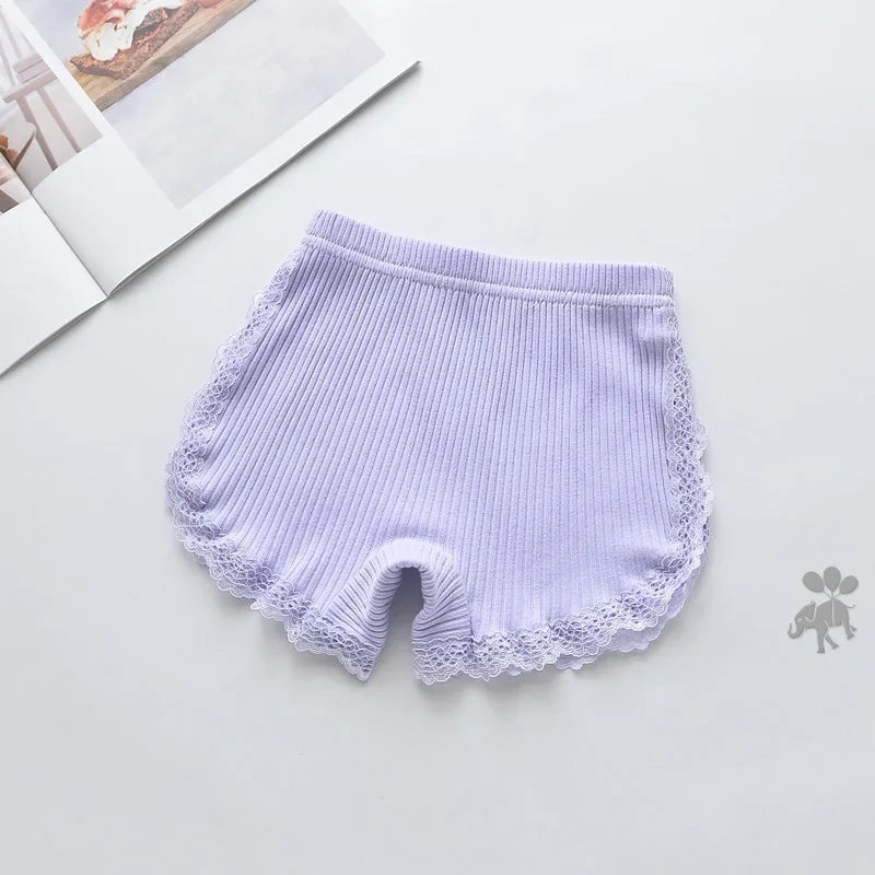 4-12 Years Girls Safety Pants Summer Three-quarter Pants Little Girls Baby Kids Side Lace Cotton Anti-glare Shorts