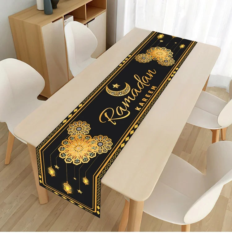 Ramadan Table Runner Eid Mubarak Decoration 2026 for Home Ramadan Kareem Ramadan Mubarak Islamic Muslim Party Eid Al-Fitr Gifts