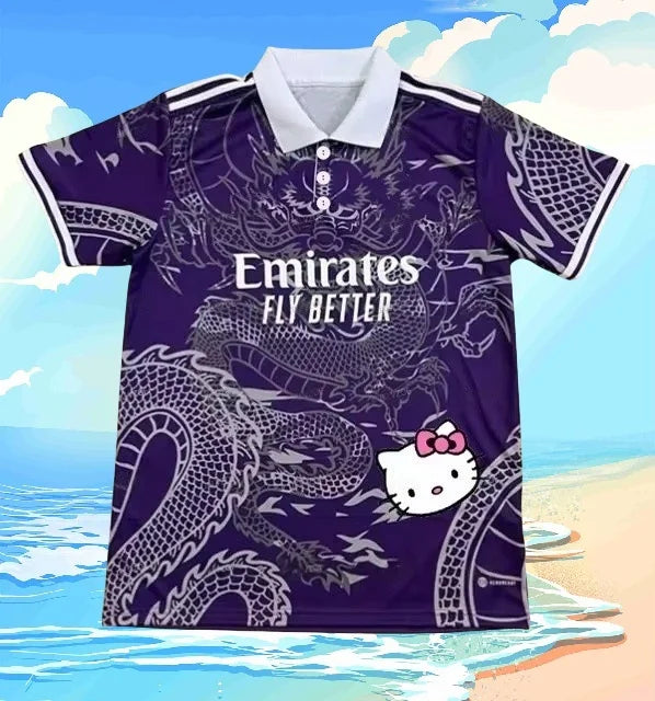 Summer Fashion Casual Fresh Polo Shirt Sanrio Hello Kitty 3D Mesh Breathable Quick Drying Sports Men Women's Comfortable T-Shirt