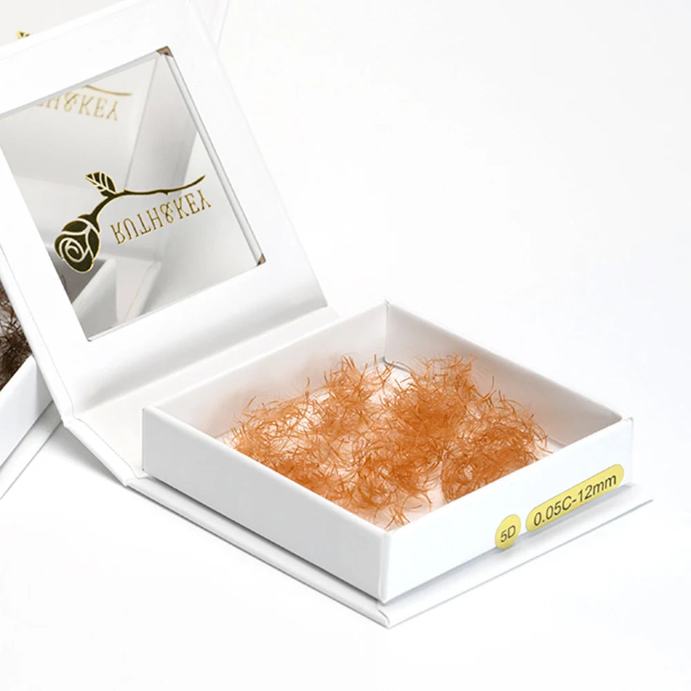 500Fans Dark Brown Color Lash Extensions Premade 5D Thin Root Loose Brown Promade Eyelashes Extensions For Cosplay Women Makeup