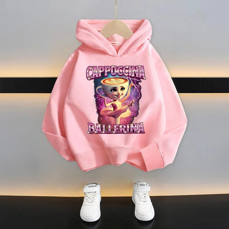 Italian Brainrot Kids Hoodie Funny Cartoon Graphic Thin Sweatshirts Tung Tungtung Sahur Casuals Long Sleeves Tops Boys Clothes