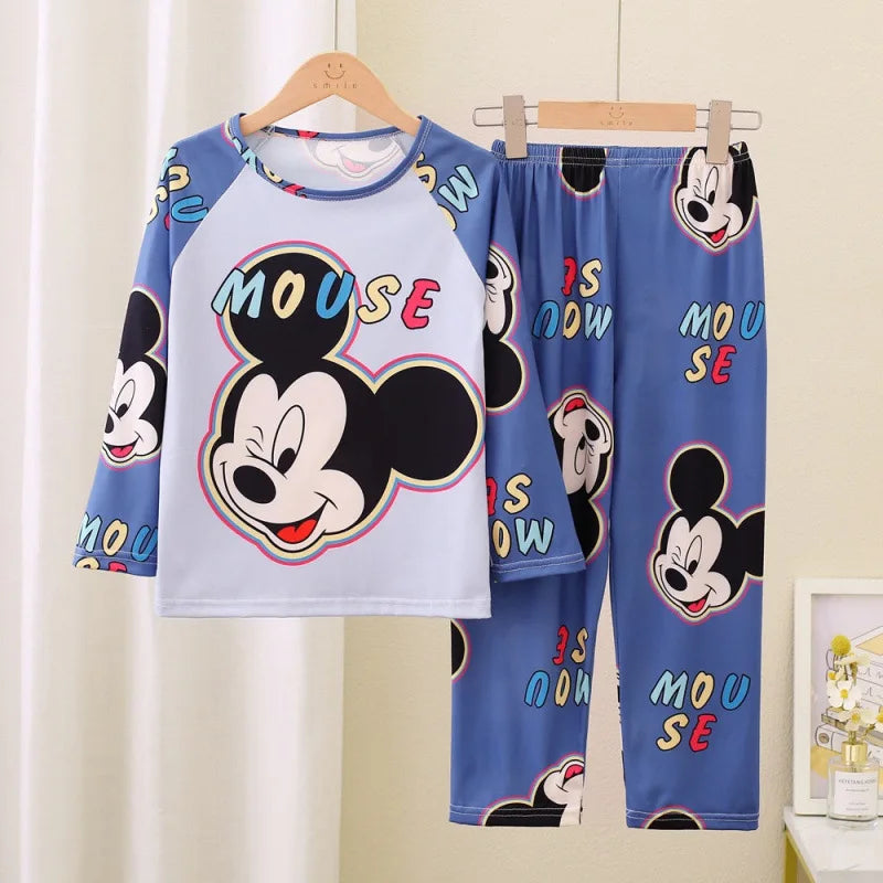 Stitch Boys and Girls Pajamas Minnie Pijama Stitch Niña Autumn Winter Soft Kids Pjs Girls Pajamas Mickey Mouse Homewear
