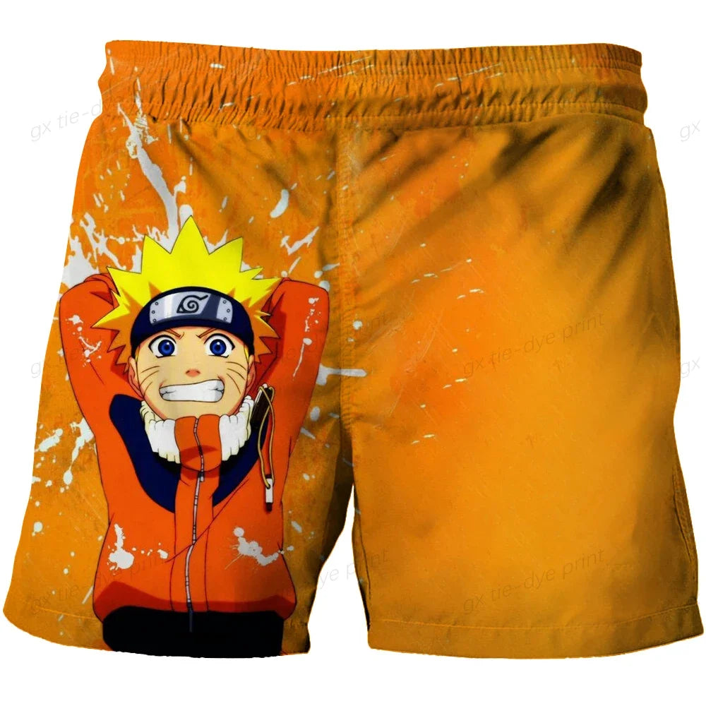 2024 Hawaiian Naruto Shorts Boy Breathable Printed Anime Boys Beach New Summer Surfing Swimming Short Pants