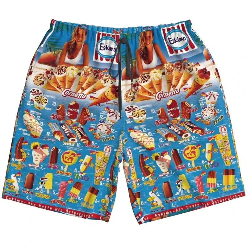 2024 Trendy Cool Fashion Ice Cream Shirts Beach Party 3d Print Hawaiian Shirt unisex Short Sleeve Oversized Blouse Lapel Shirts