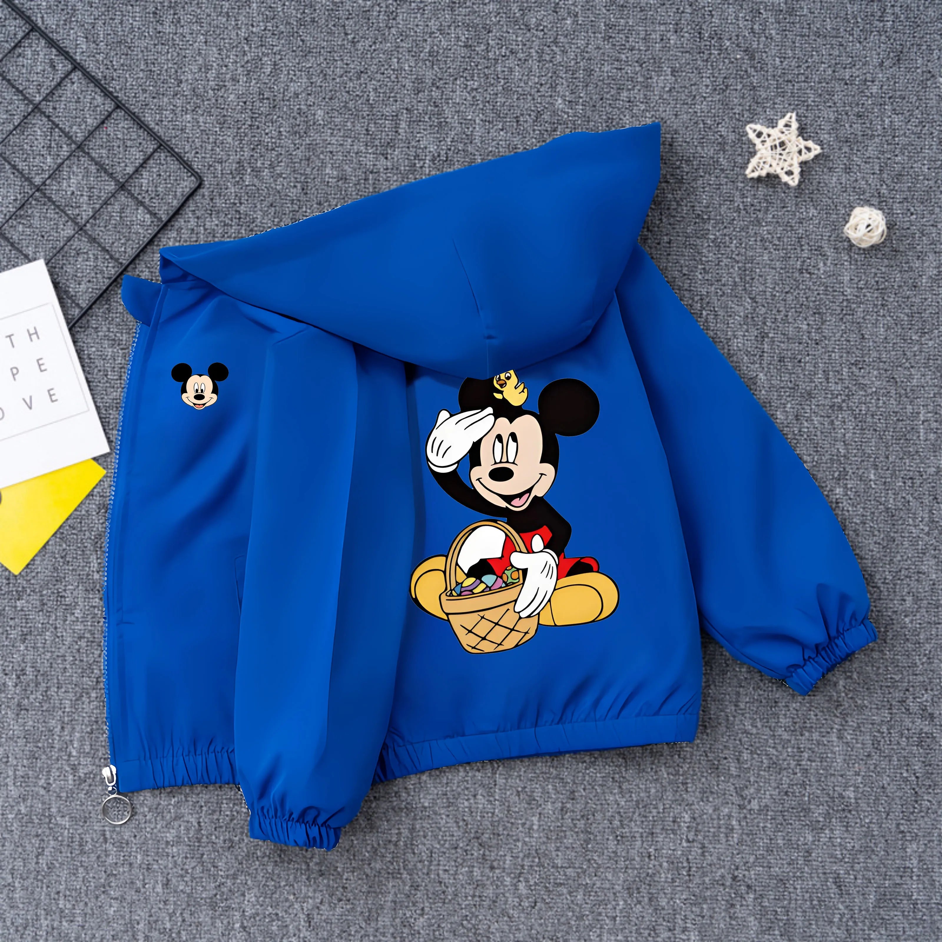 Minnie Mickey Mouse Kids Windbreaker Jacket Spring Autumn Fashion Cartoon Print Coat for Boys Girls Teen Outerwear