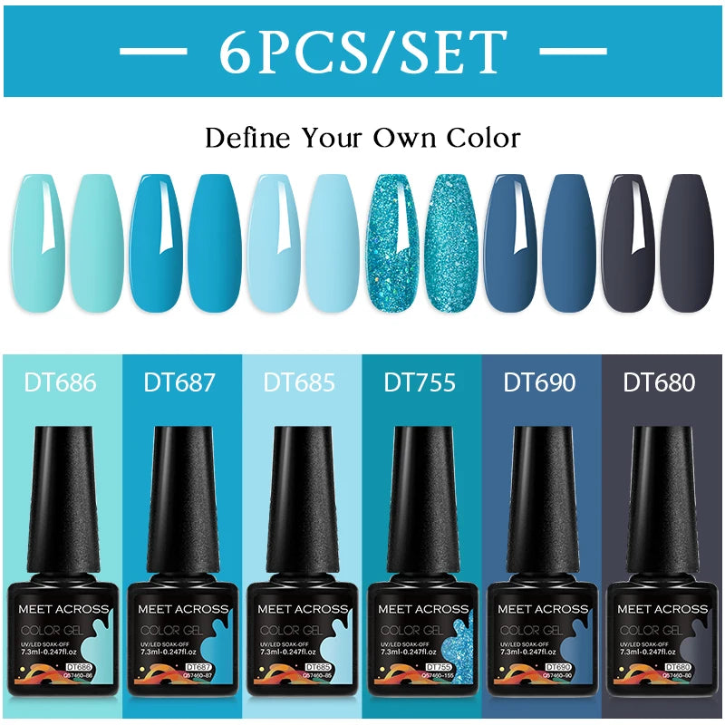 6pc Nail Gel Polish Set DIY Nail Art Semi Permanent UV LED Gel Kit For Nails Decoration Manicure Soak Off Painting Vernis Design