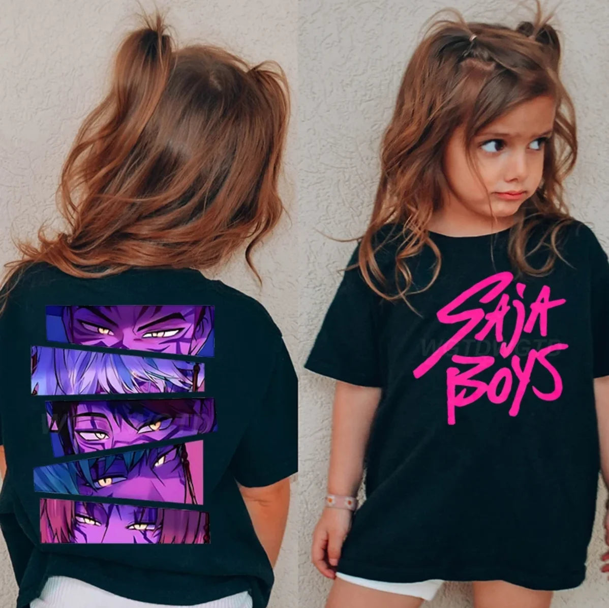 Hot Kpop Demon Hunters Children's T Shirt Short Sleeve Boys Kdis T-shirt Cute Kpop Demon Hunters Harajuku Tshirt for Boys Girls