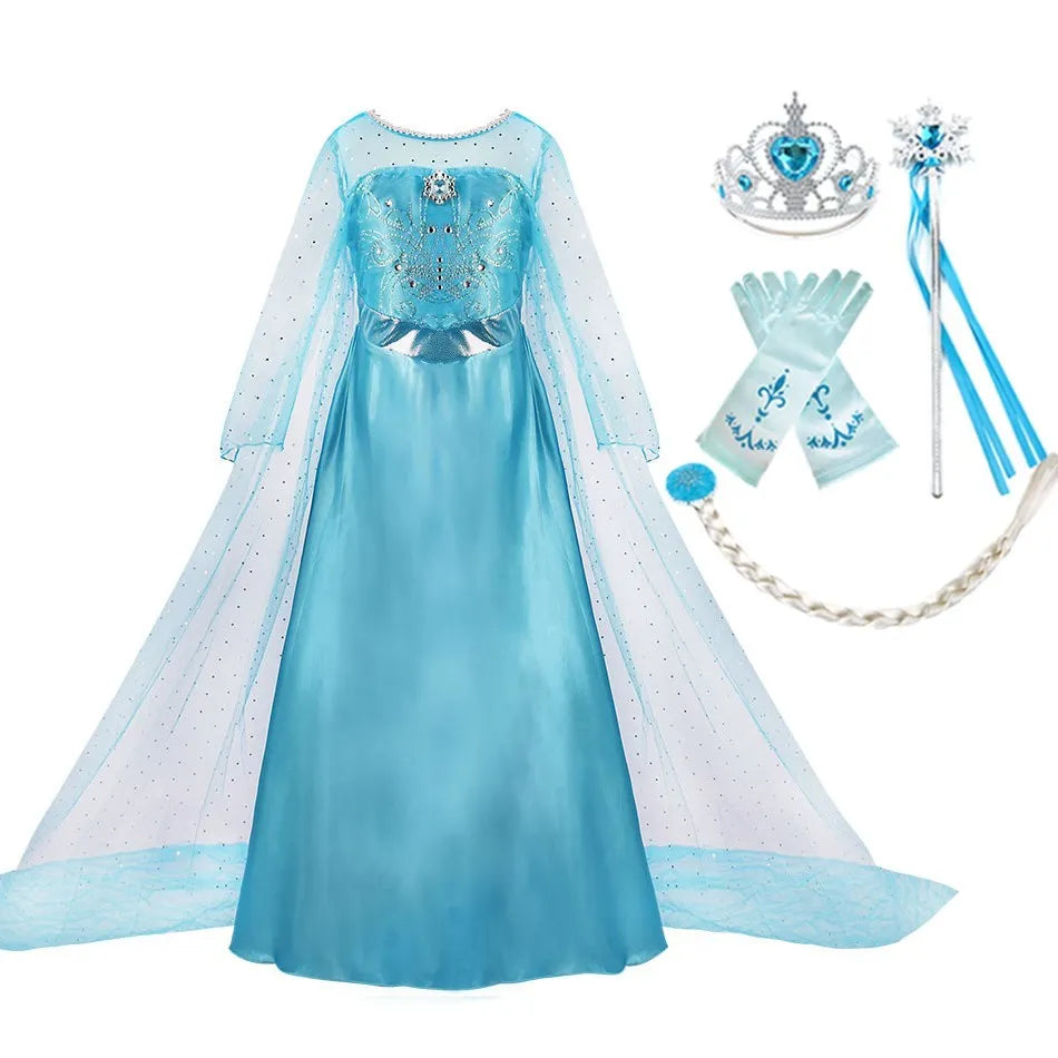 Cinderella Anna Elsa Costume Children Princess Dress for Girls Kids Cosplay Snow White Christmas Carnival Party Disguise Outfit