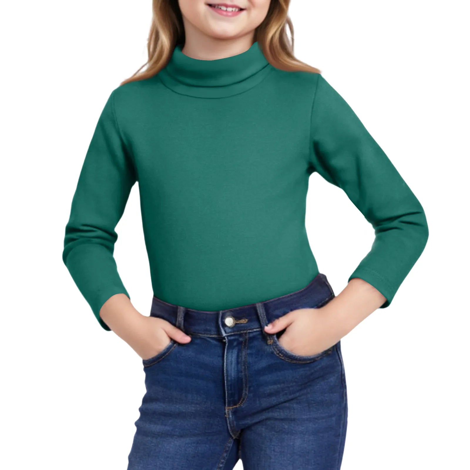 Girls Cute Tops High Neck Solid Long Sleeve Round Neck Pullover Party Birthday School Sweaters Fall/Winter Turtleneck Sweater