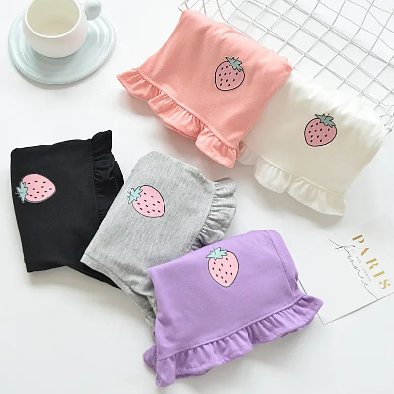 Kids Shorts Strawberry Printed Lace Baby Shorts Toddler Summer Clothes for Girls 2 To 7 Years Kids Shorts