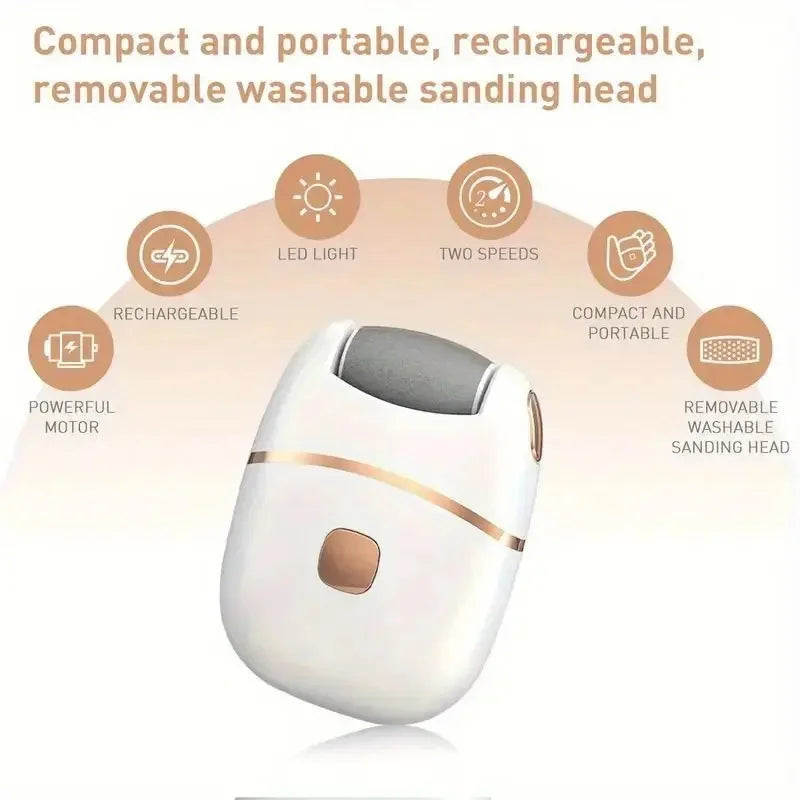 Rechargeable Electric Foot Grinder for Thick Faux Leather USB Personal Care Tool with Interchangeable Heads Grooming Tool