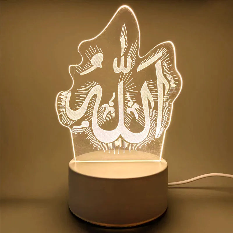 USB Operated LED Night Light Eid Mubarak Table Ornament Muslim Eid Al Adha Holiday Lighting Ramadan Decorations 2026 room decor