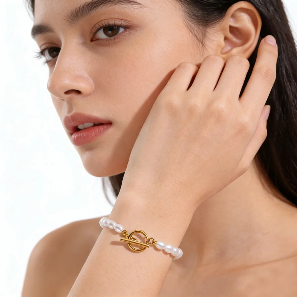 Minimally New High-end and Atmospheric Women's Imitation Pearl Stainless Steel Bracelet Jewelry Can Be DIY Jewelry Gift Wholesal